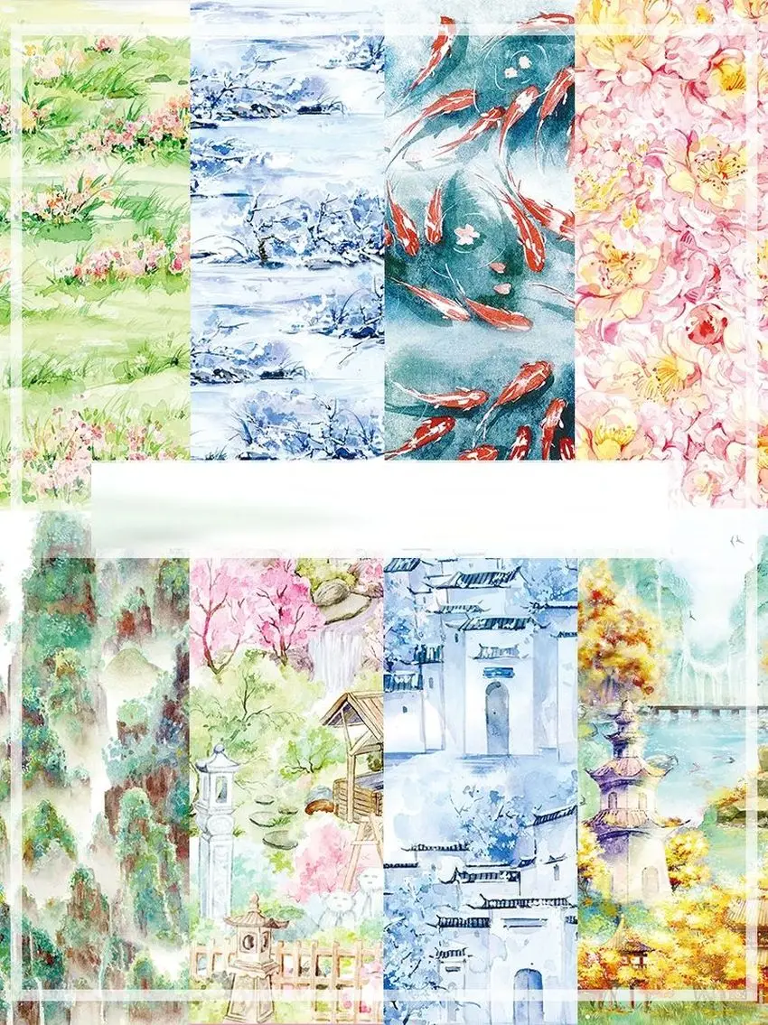 

2 м рулон в старинном стиле, японская декоративная бумажная лента Landscap Washi, милые канцелярские принадлежности