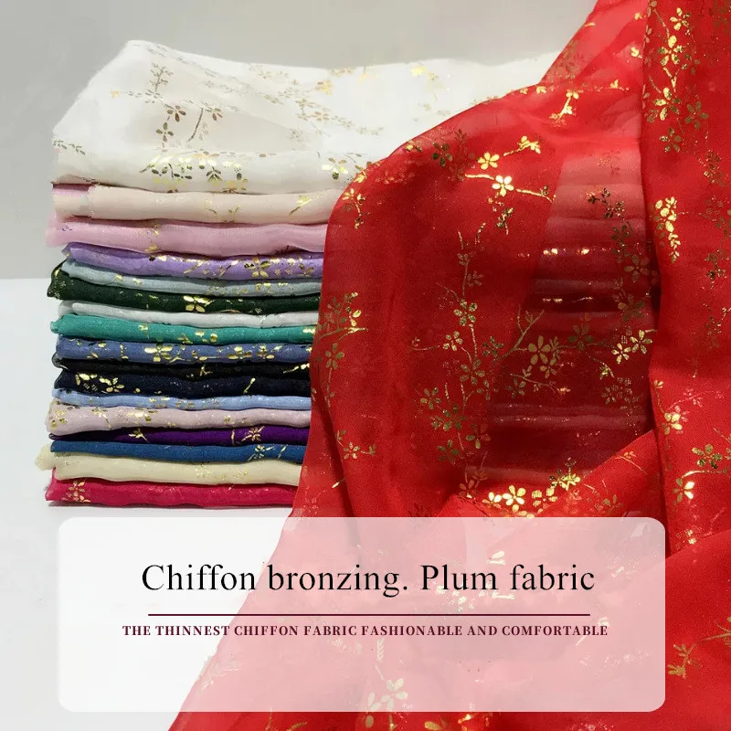 100*150cm Chiffon Fabric 30D Bronzing Plum Cloth Tulle Organza Fabric for Wedding Background Decorative Dress Stage Clothing
