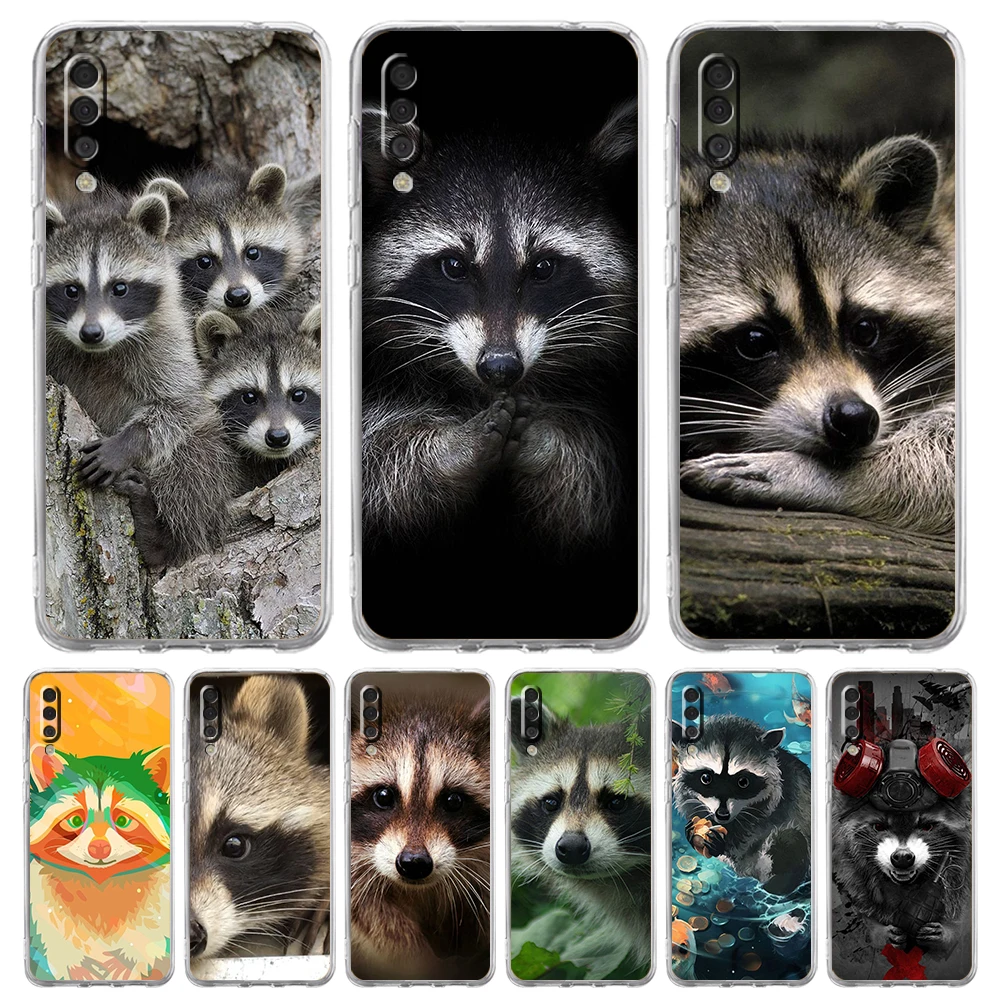 

Cute Animal Raccoon Transparent Phone Case for Samsung Galaxy A12 A02 A03S A50 A70 A10 A10S A20 A30 A40 Luxury Soft Cover Capas