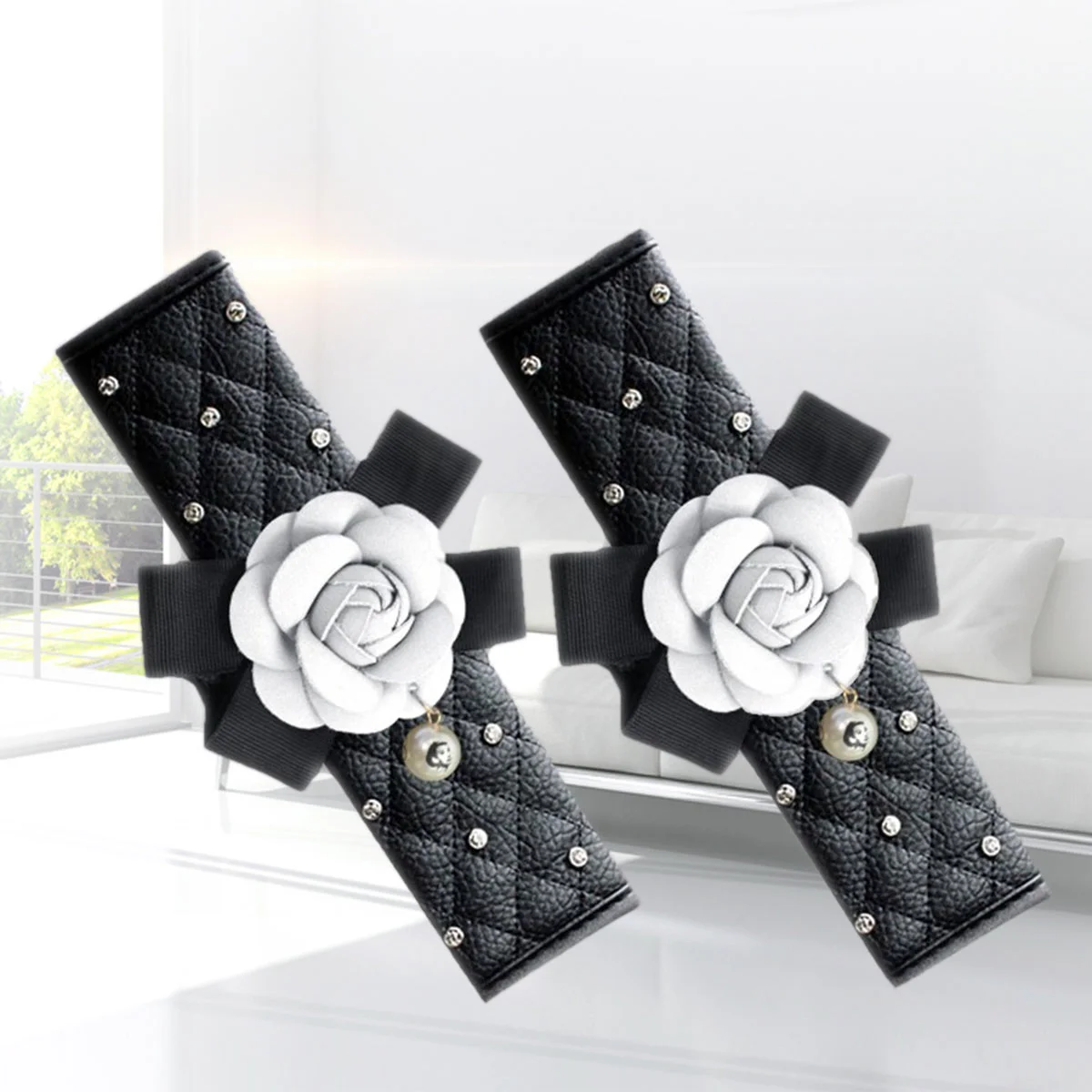 

2pcs Decor Beautiful Creative Camellia Belt Cover Belt Cover Drill Cover for Woman