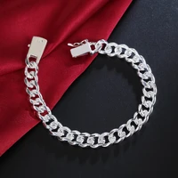 high quality 925 silver bracelets 10mm chain for men women wedding gift jewelry geometric bracelet exquisite noble trend charm