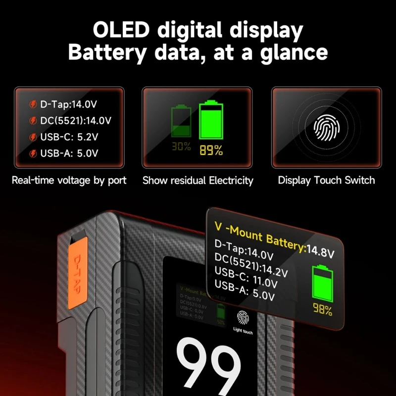99 Втч BP-99V Аккумулятор с V-образным креплением/V-Lock для камер Видеокамеры Большие