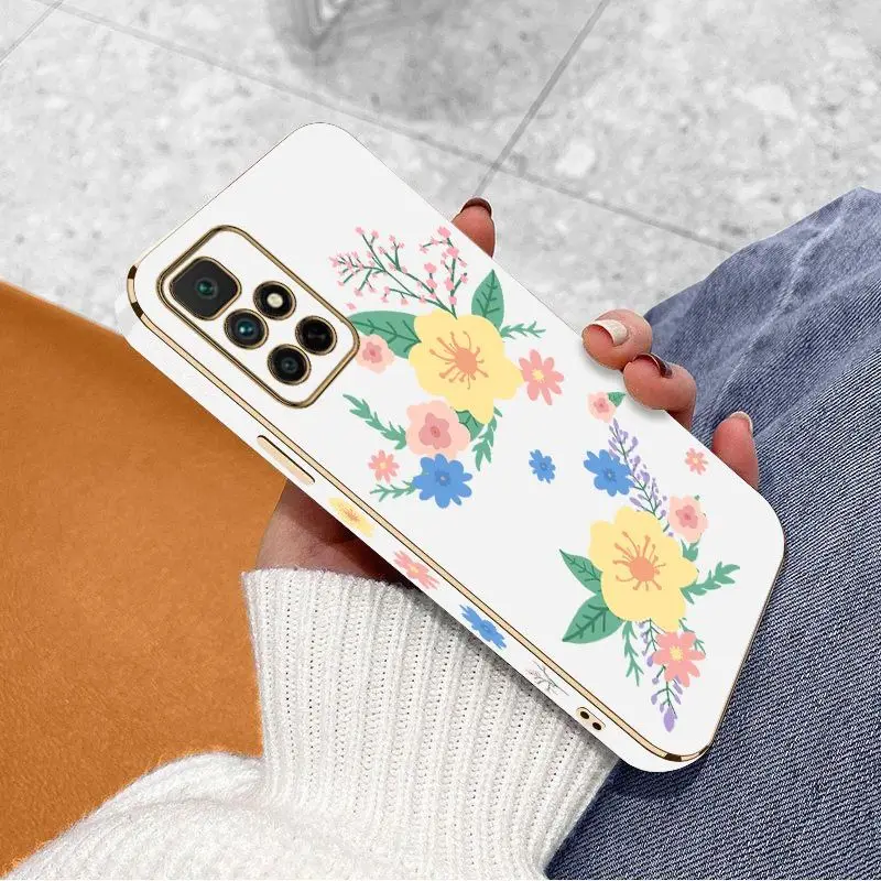 Warm Flowers Luxury Plating Phone Case For Xiaomi Redmi 10 10A 12C 9 10C 9T 9A A1 9C Cover