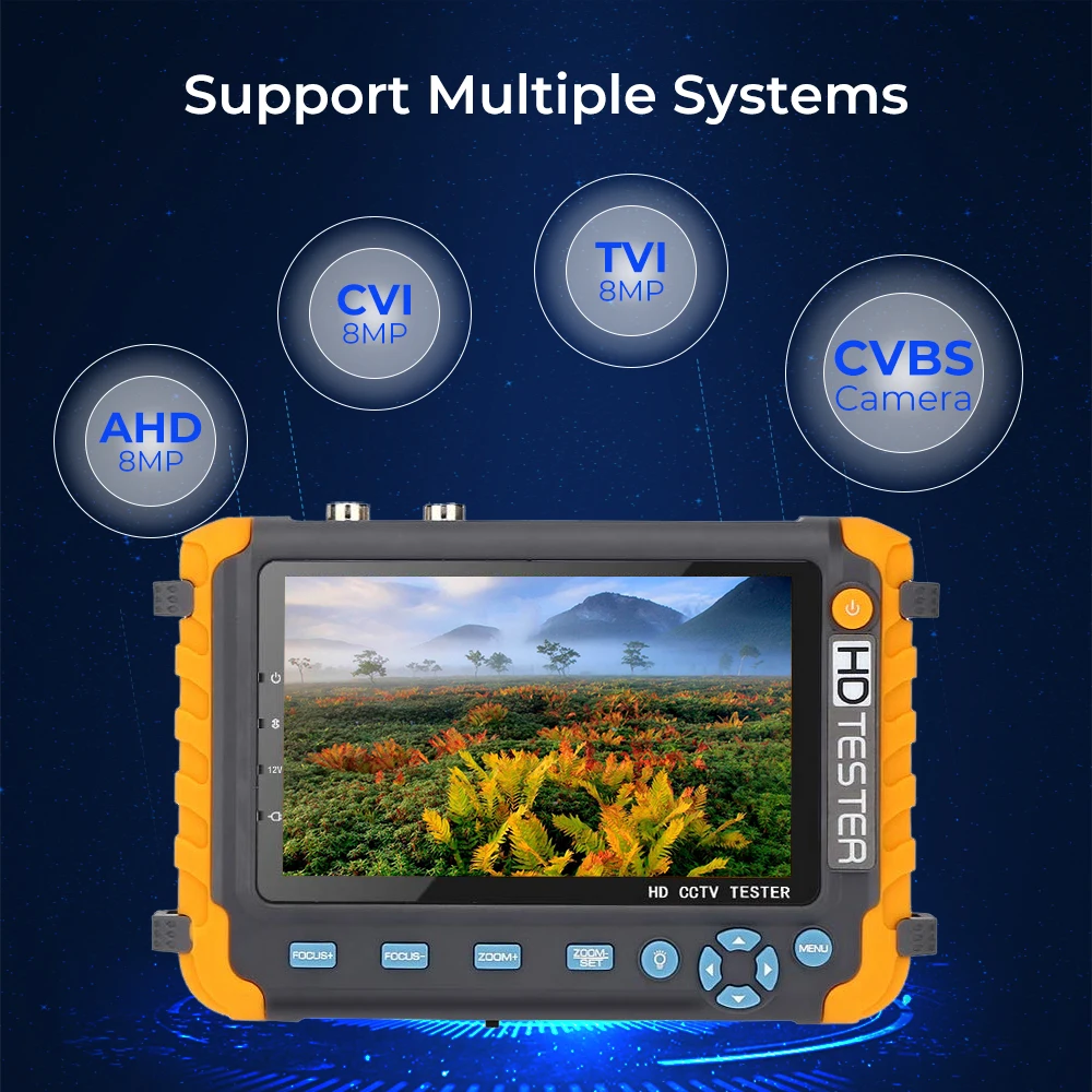 4K AHD CCTV тестер монитор для 8MP TVI CVI CVBS тестирование аналоговой камеры 5 дюймов Mini VGA