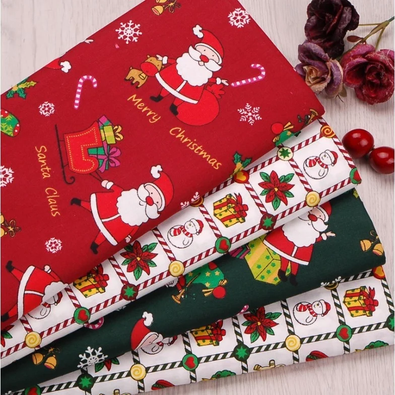 

10 Pcs Christmas Series Printed Cotton Cloth / DIY Handmade Wrapping Decoration Cloth / Christmas Home Decoration Products /