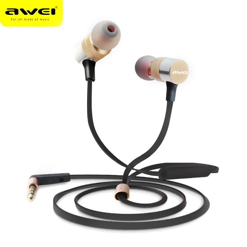 

Awei ES-20TY 3.5mm In-Ear Earphone With Mic Wired Earphones Gaming Metal HiFi Bass Stereo Earbuds For Phone Computer Headphones