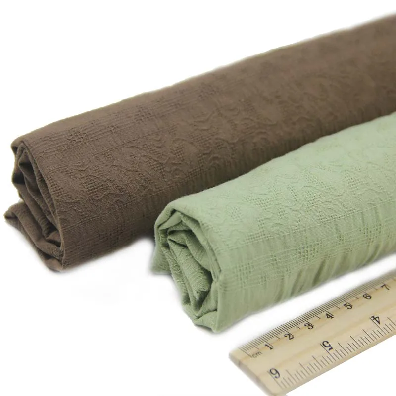 

100% Gauze of Cotton Light Green Brown Dobby Stripe Fabric for DIY Handwork Summer Doll Mori Girl Shirt Skirt Dress Blouse Tissu