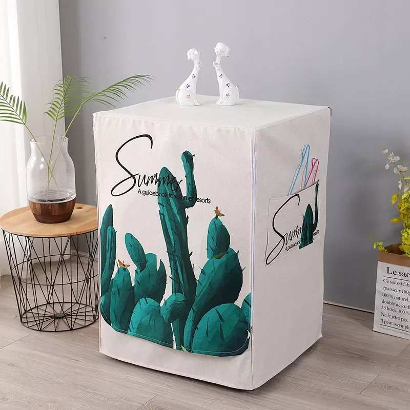

Cotton Linen Waterproof Sunscreen Thicker Washing Machine Cover Automatic Roller Universal Cover