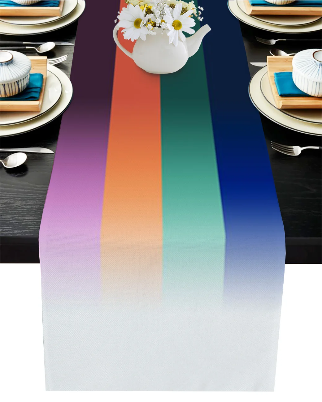 

Gradient Stripes Color Coffee Table Decor Dinner Table Decoration Wedding Decor Table Runners Modern Wedding Decoration