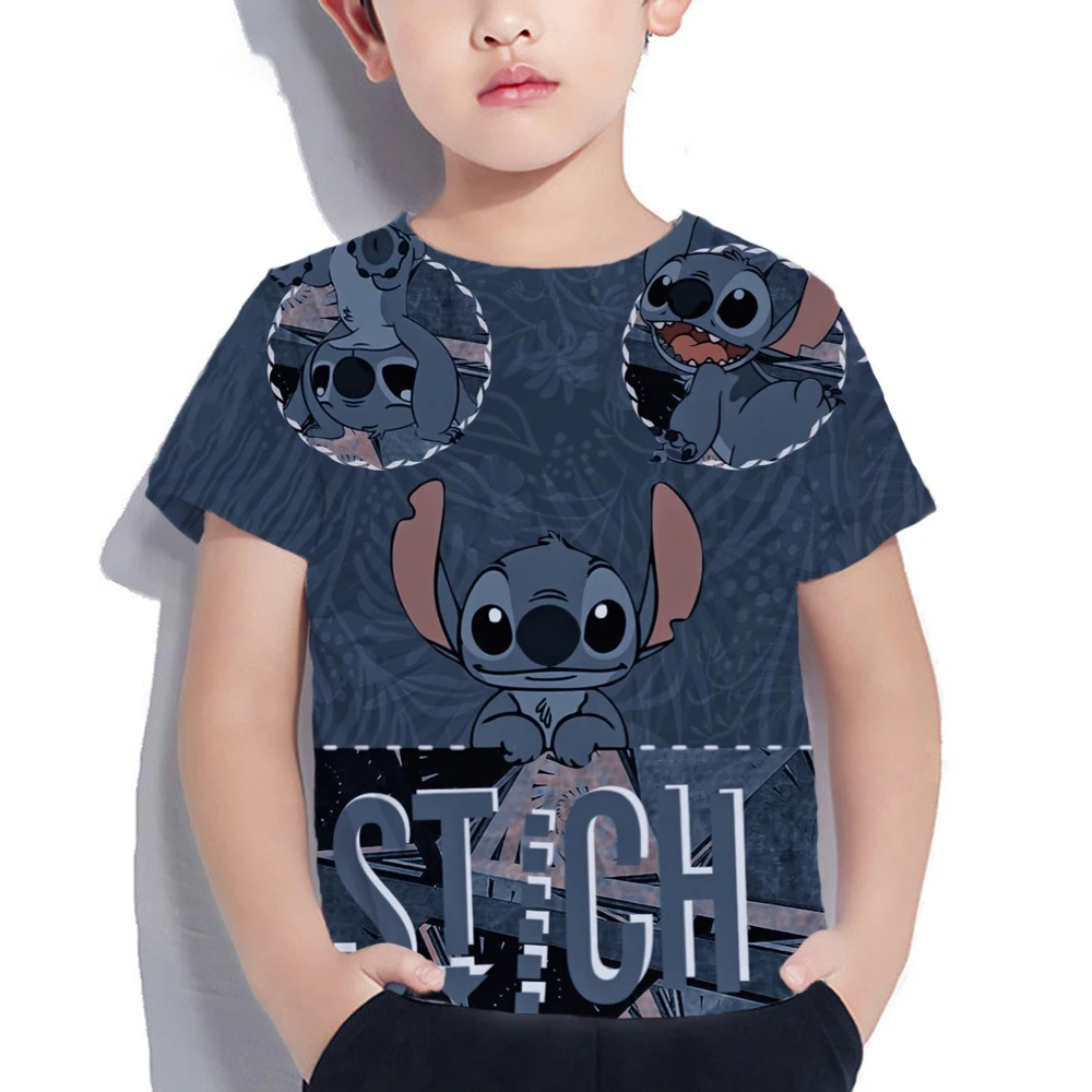 

Футболка детская летняя с коротким рукавом и 3D-принтом «Лило и Ститч»