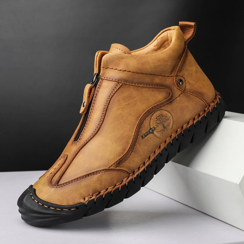 

Men Casual Handmade Shoes Autumn Winter High Quality Comfortable Fur Plush Soft Lightweight Non-slip Trend Hiking Driving Warm