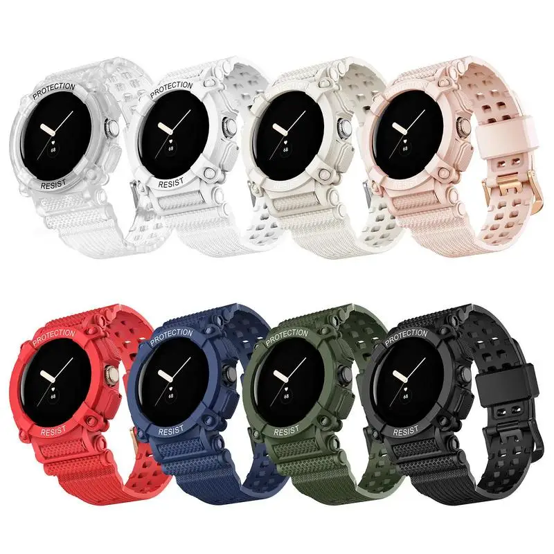 

TPU Watch Band For Google Watch Case+strap Integrated Sports Watchband GooglePixel Watch Strap Solid Color All-round Protection