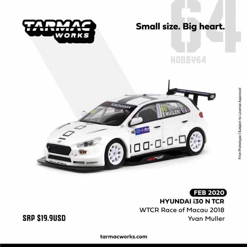 

Tarmac работает TW 1:64 Hyundai i30 N TCR № 48 2018 Макао гоночная модель автомобиля из сплава