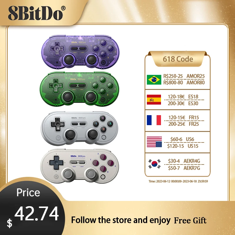 8Bitdo SN30 Pro GB/SN Wireless Bluetooth Gamepad Controller for Nintend Switch/Windows/macOS/Android Game Control