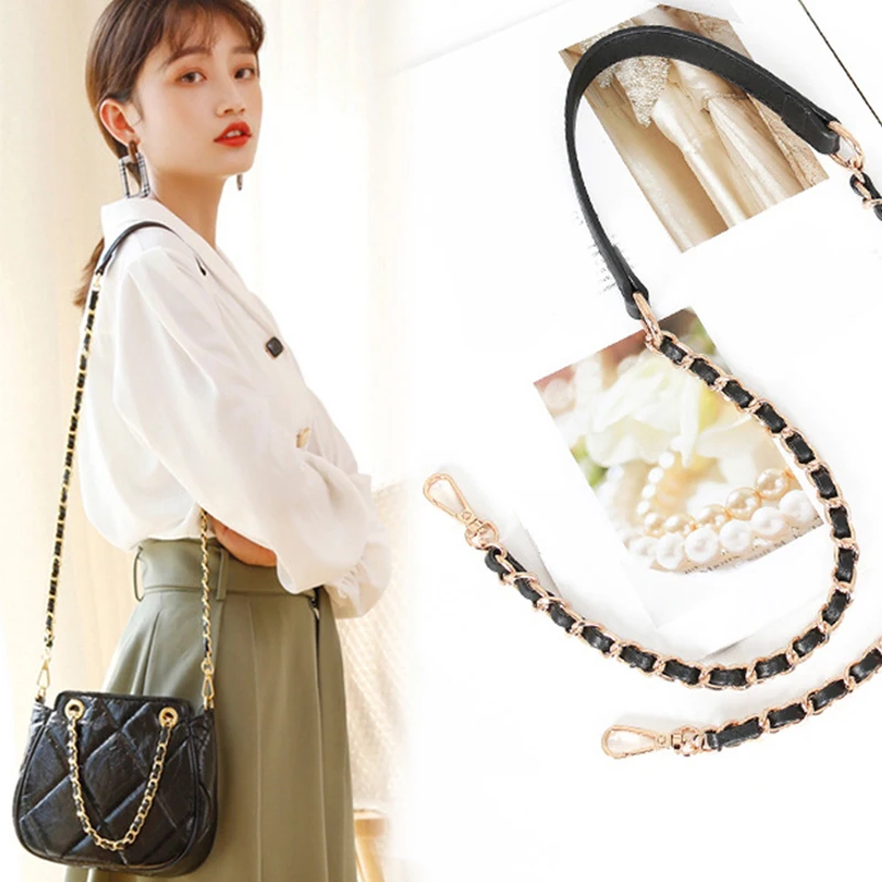 

60/100/110cm Replacement Shoulder Bag Strap Fashion Metal Chain Straps For Bags PU Leather Crossbody Bag Strap Bag Accessories