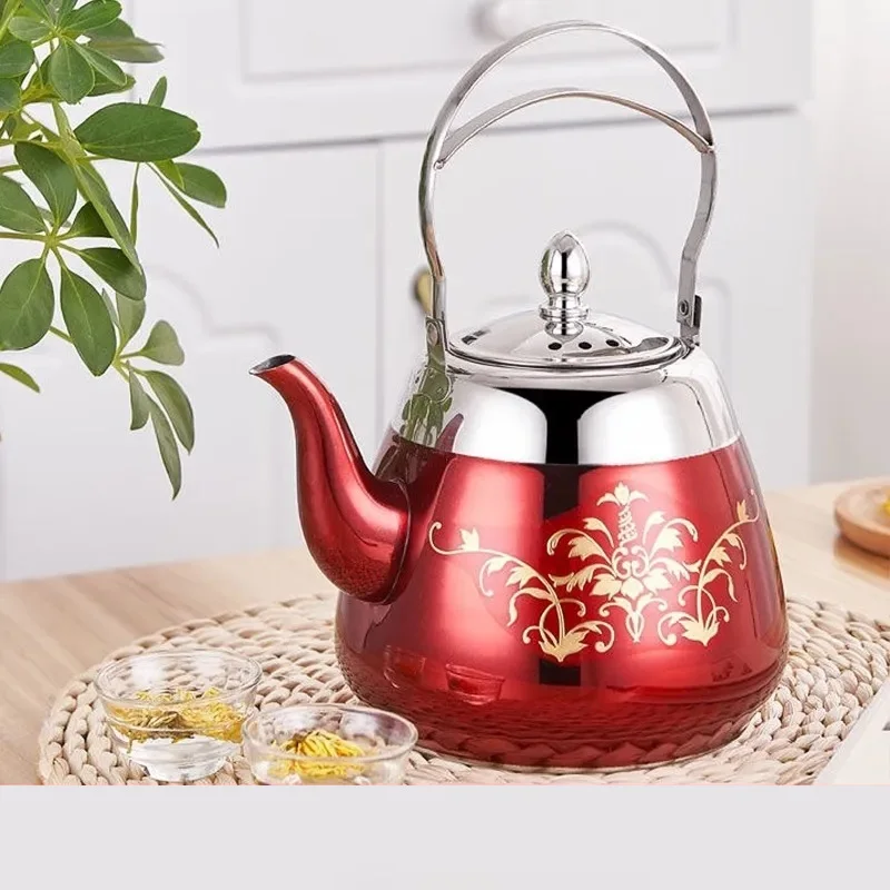

2L Stainless Steel Kettle Thick Food Grade Gas Whistle Pot Cooker Outdoor Camping Whistling Teakettle Teapot with filter