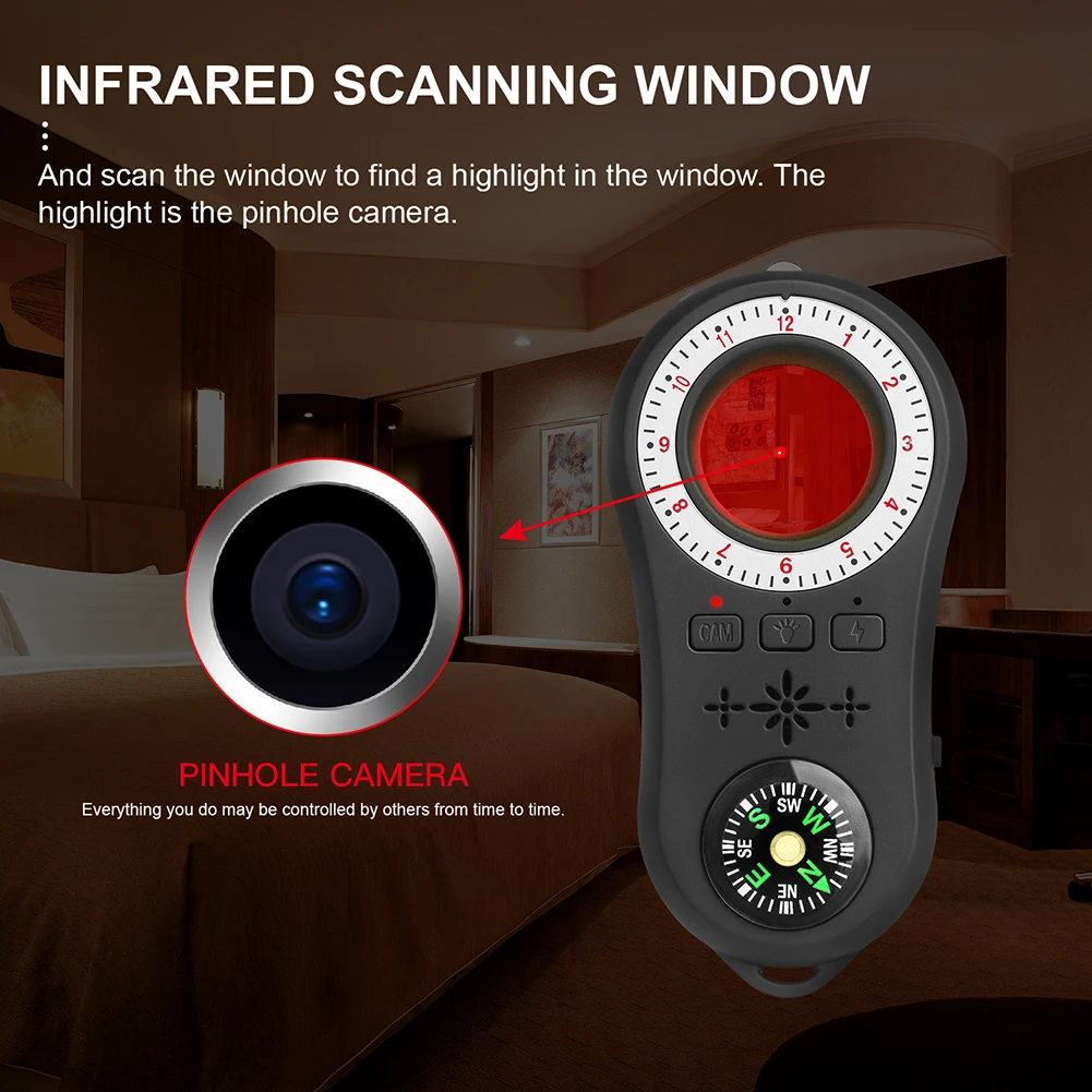 

Wireless Camera Signal Scanner Anti-Spy Invisible Lens Infrared Detector Tracer Audio Privacy Security Scanner
