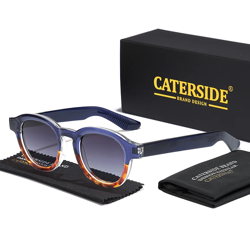 CATERSIDE Ретро круглые поляризационные солнцезащитные очки мужские ацетатные + TR90