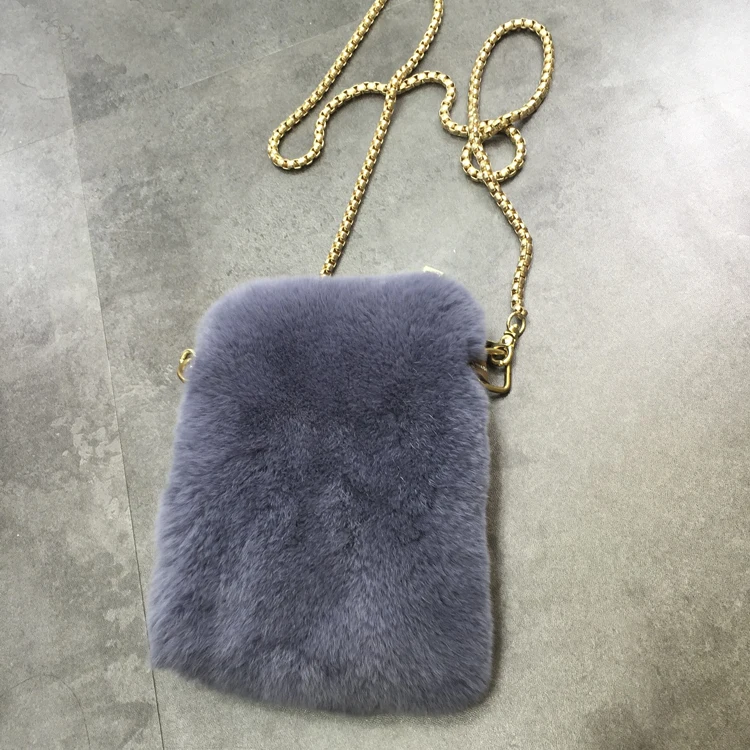 Rabbit Fur Real Fur Bag for Woman Hand-woven Luxury Charm Retro Bucket Bags Female Chain Women's Handbag Plush Designer Warm