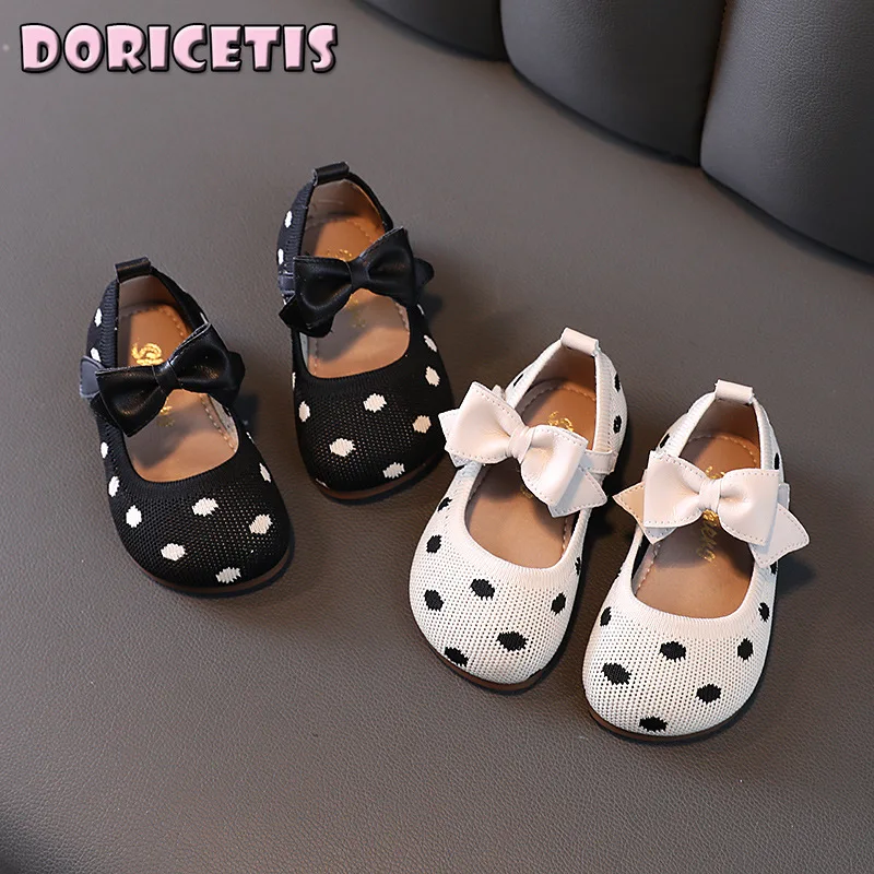 

Туфли для новорожденных, сетчатые дышащие, Нескользящие, в горошек, однотонные, для маленьких девочек, весна-осень