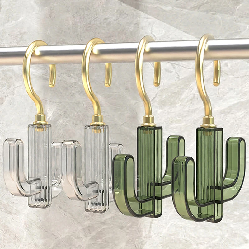 

1Pc Creative 360-Degree Rotatable Hook Light Luxury Wardrobe No Punching Hook Tie Belt Scarf Bag Hook Cactus Shape Hook