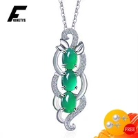 retro 925 silver jewelry necklace with emerald zircon gemstone pendant accessory for women mother wedding engagement party gift