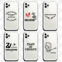 zadig flower pattern voltaire phone case clear for iphone 13 12 11 pro max mini xs 8 7 plus x se 2020 xr cover