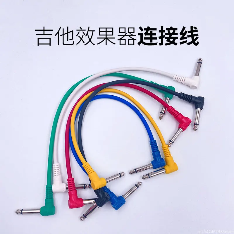 

6Pcs/Set Guitar Parts Colorful Angled Plug Audio Cable Leads Patch Cables for Guitar Pedal Effect new