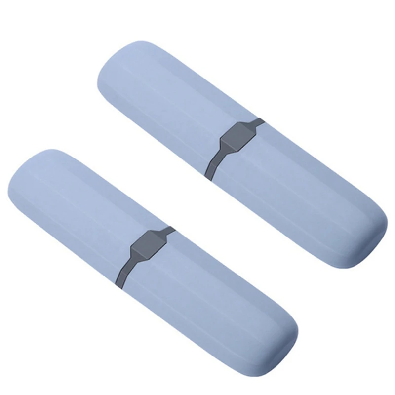 

2X Travel Toothbrush Case Stretchable Toothpaste Holder Container Anti Bacterial Adjustable Box Blue