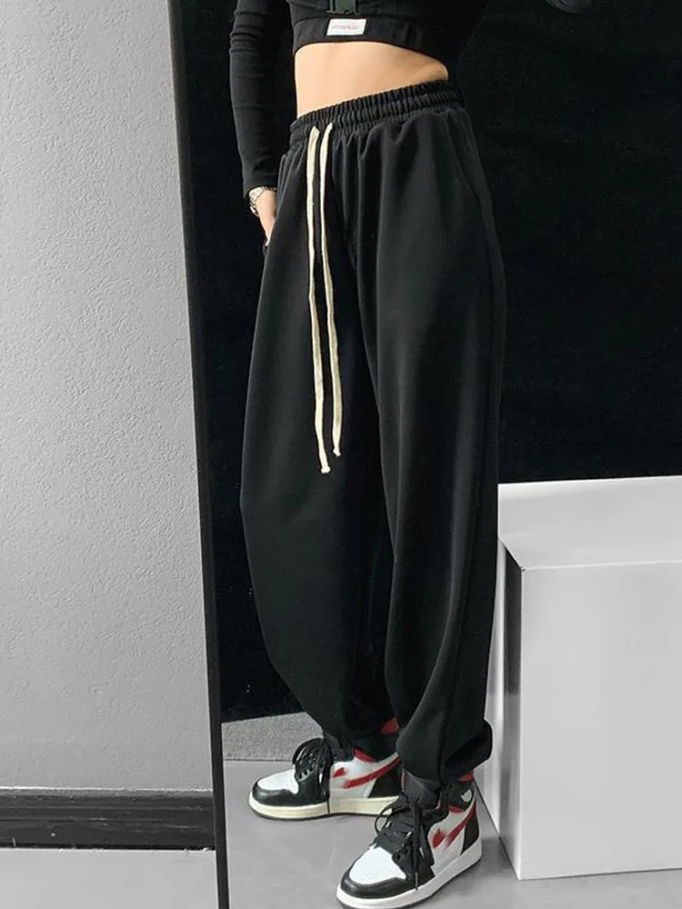 

HOUZHOU Black Sweatpants Sports Oversized Korean Fashion Gray Joggers Women Baggy Harem Pants High Waist Casual Trousers Femme