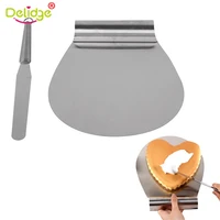 2pcsset stainless steel cake pizza transfer muffin bread tray moving plate cake shovel cream spatulas baking tools
