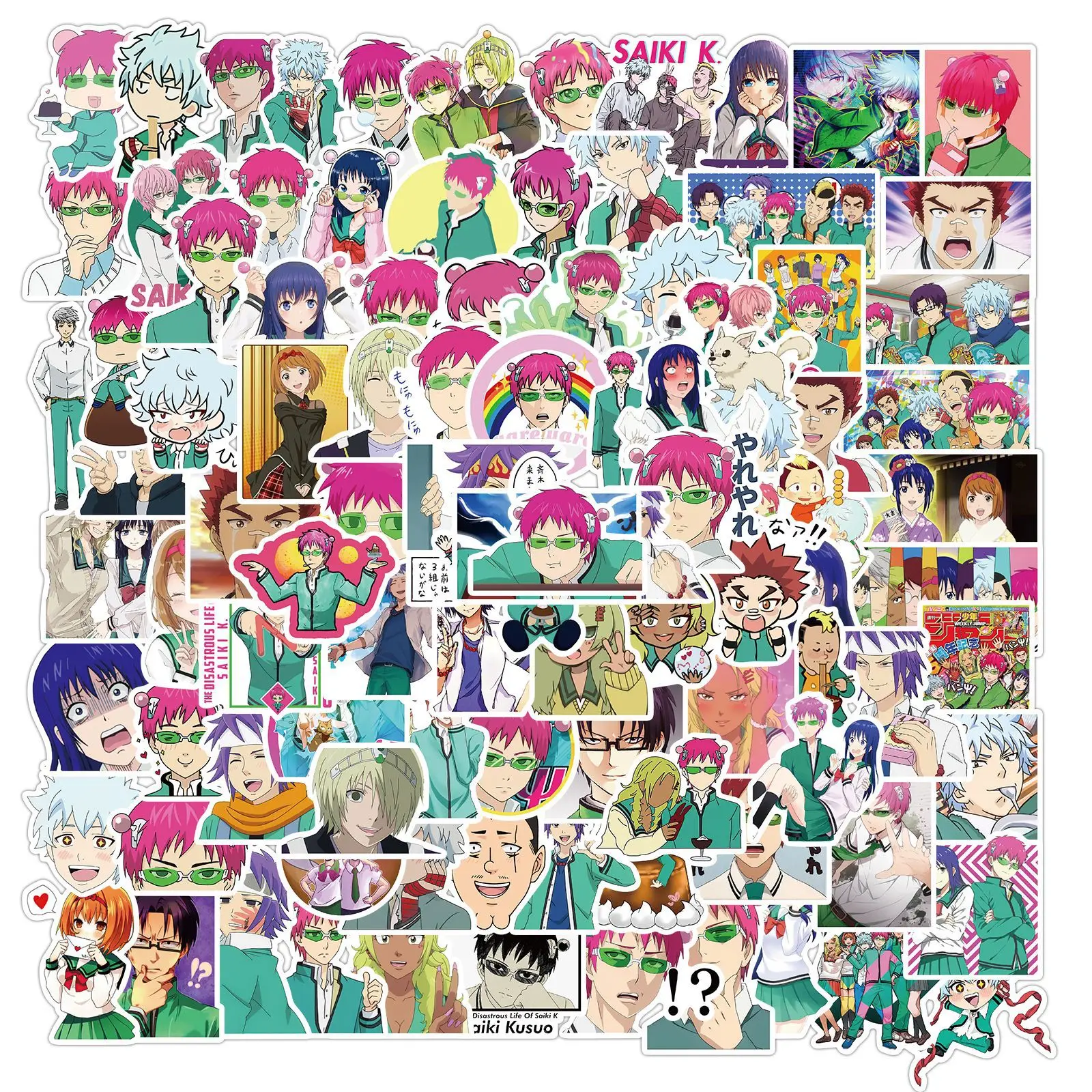 

50Pcs Cartoon Anime Saiki Kusuo Stickers Graffiti Stickers for Kids DIY Luggage Laptop Skateboard Motorcycle Bicycle Stickers