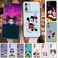love disney mouse minnie and mickey spiderman cartoon phone case for xiaomi redmi note 10 9 9s 8 7 6 5 a pro s t black cover sil