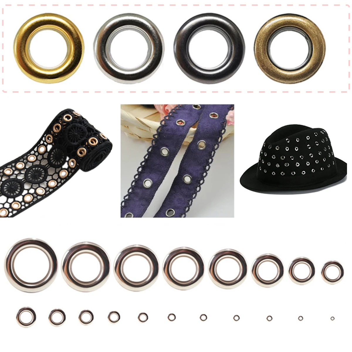 

100pcs Eyelets 1.5/2/2.5mm without Washer Grommets Metal Leather Craft Repair Round Eye Ring Shoes Bag Garment Leather Belt Hat