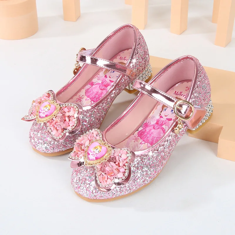 Enlarge New Summer Children's Princess Shoes Girls Rhinestones Shining Party Wedding Children Shoes Cute Casual Flats Baby Shoes