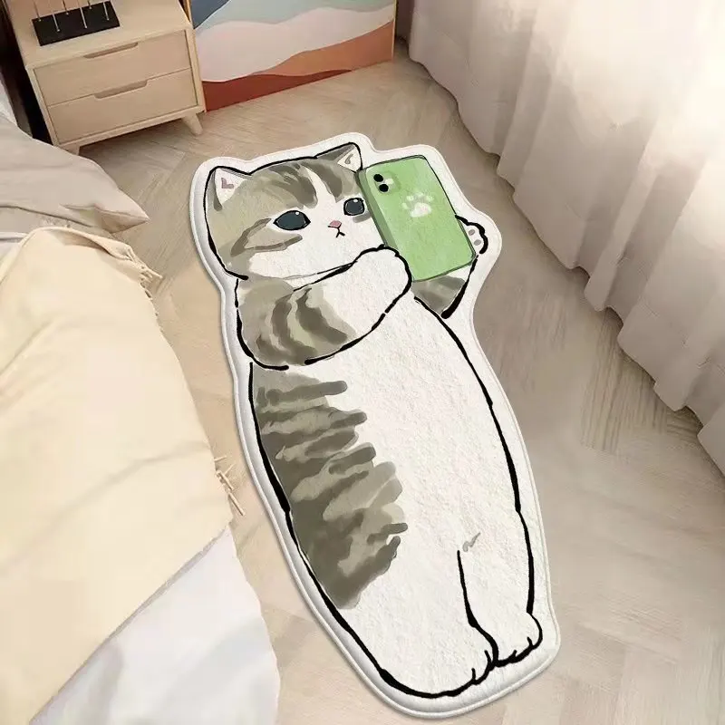

INS Cartoon Cat Nordic Comfortable Bedroom Carpet Kawaii Furry Rug Mat Cartoon Soft Floor Mat Living Room Sofa Side Carpets