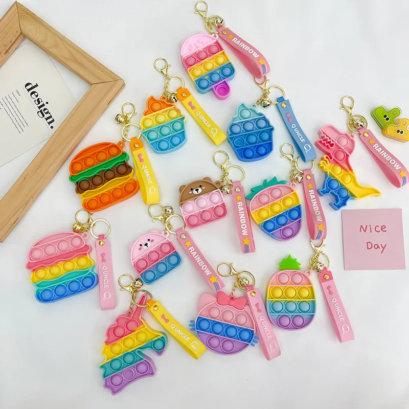 

Fashion Pop Kawaii Animal Burger Keychain Fidget Toys Anti-Stress Relieve Children Sensory Gift Soft Squishy Squeeze Toy for Kid
