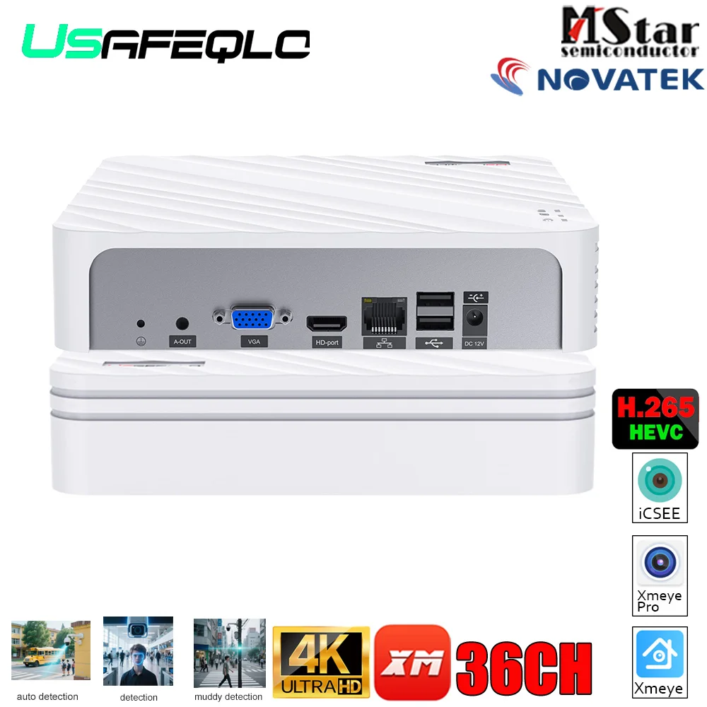 

USAFEQLO 45X10S-KL-16/32/36 8MP NVR для видеонаблюдения с детектором лиц