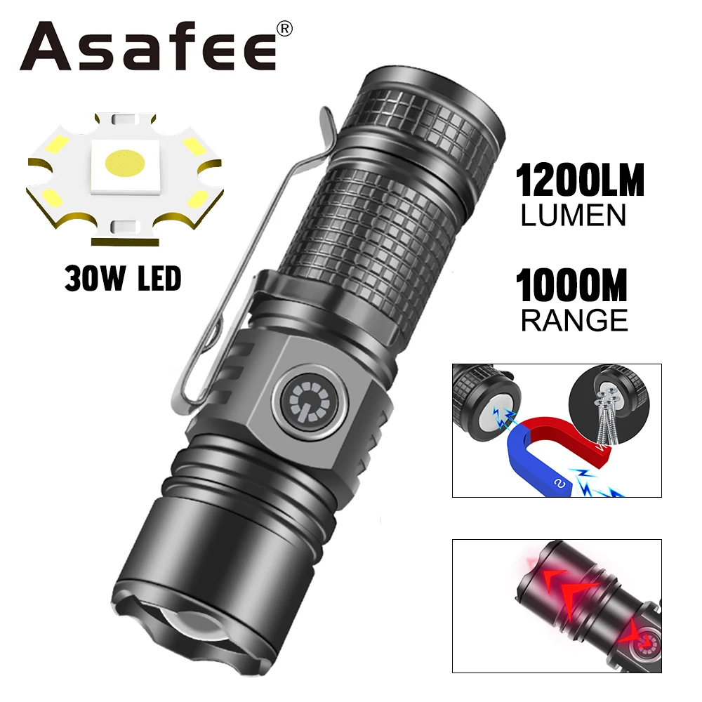 

Фонарик Тактический Asafee 1035 EDC, 30 Вт, 1000 лм, м