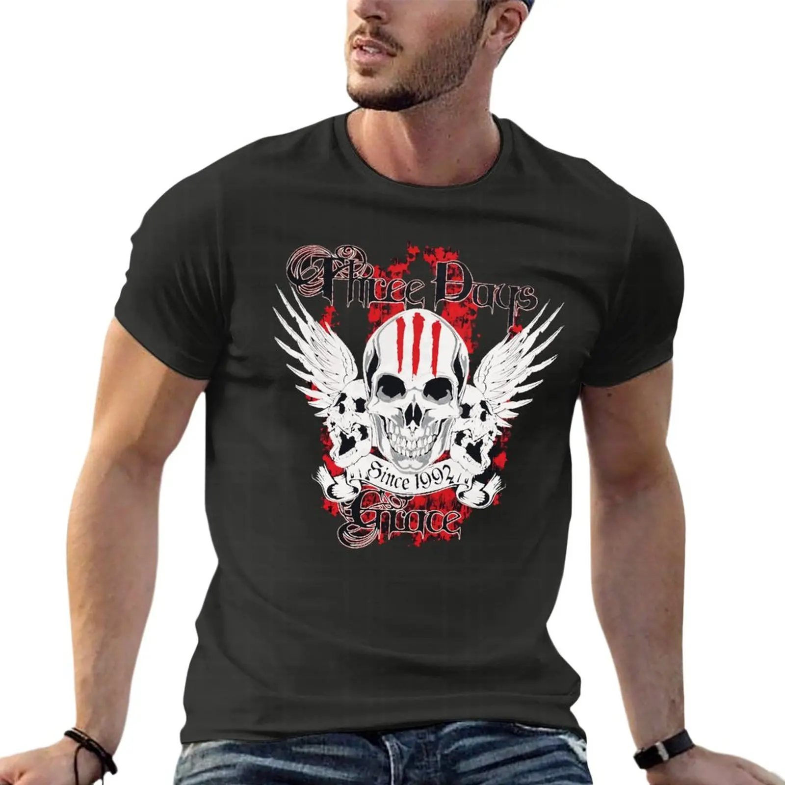 

Three Days Grace Ince 1992 Tour Oversized T-Shirt Custom Mens Clothing 100% Cotton Streetwear Plus Size Tops Tee