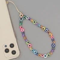 fashion party accessories chains for phone case women girl gift telephone charm free shipping evil eyes acrylic beaded lanyard