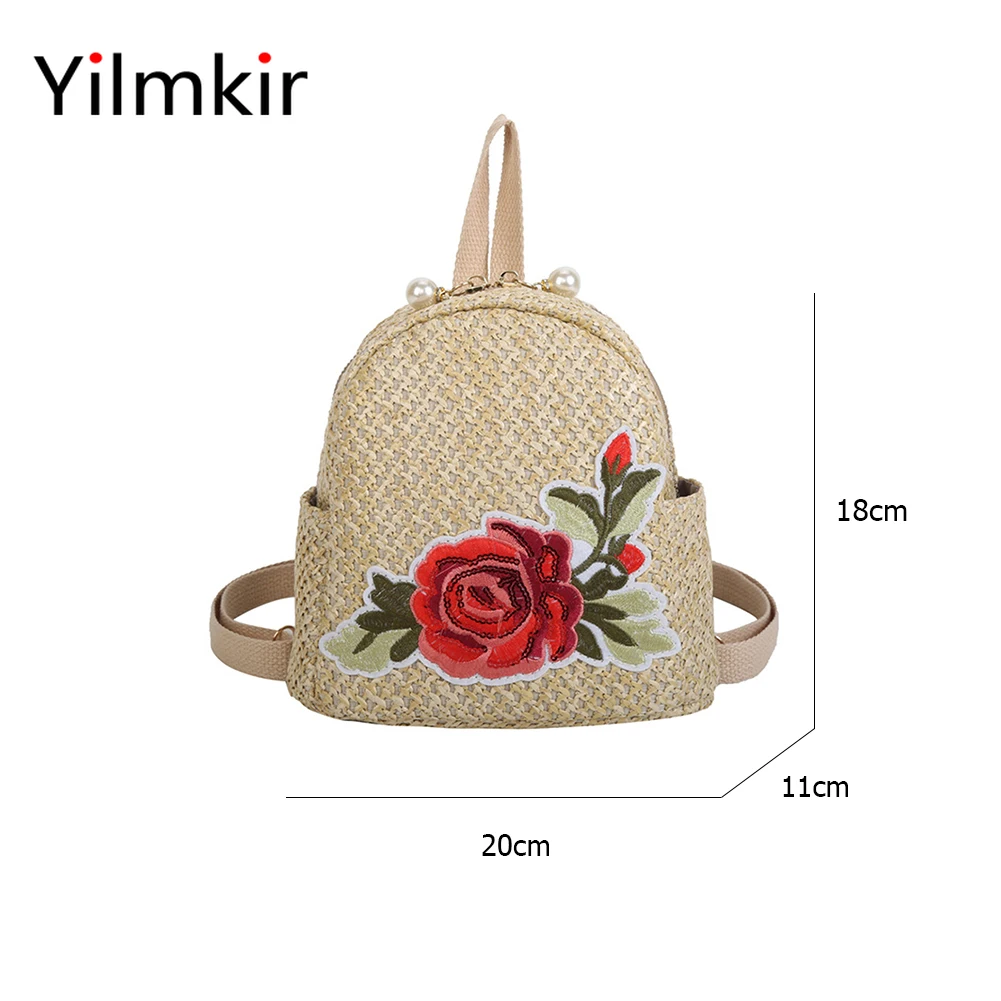 Модный женский соломенный рюкзак с принтом розы повседневный вместительный