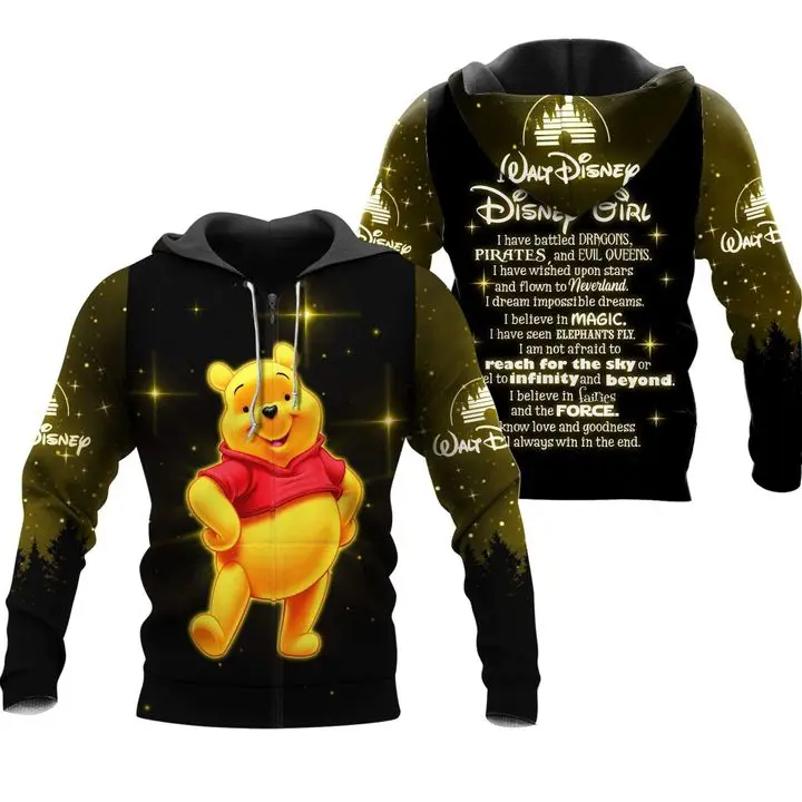 

Новинка 2022 года, толстовка с 3d рисунком пуха, Уолта, Диснея, девочки из мультфильма Disney