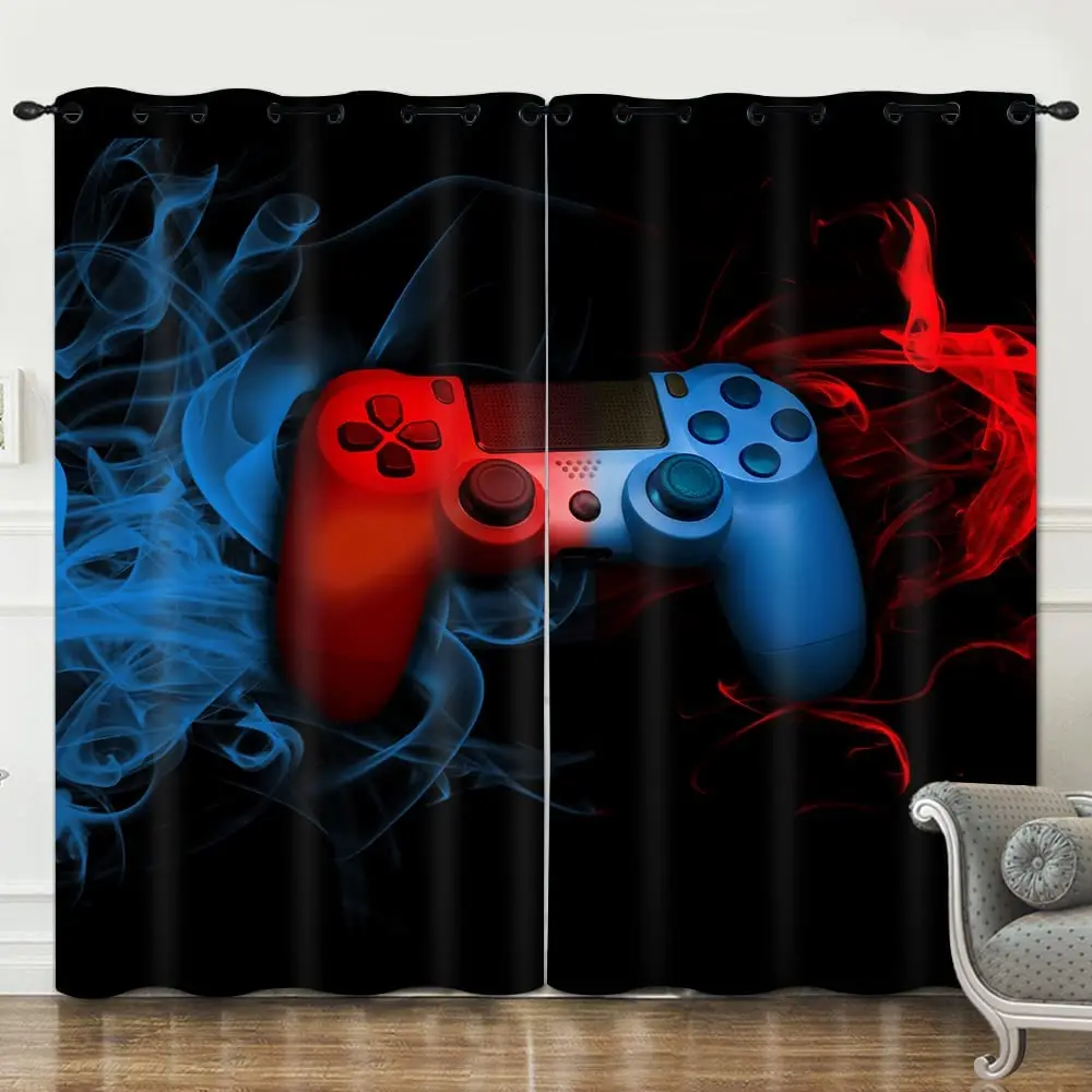 

Gamepad Red Blue Blackout Curtains 3D Print Window Curtains for Bedroom Living Room Decor Window Treatments