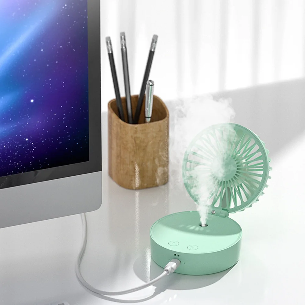 

Mini Hand Usb Water Mist Fan Rechargeable Wireless Neck Fan Humidifier With Colors Light Quieter Travel Camping Summer Gadgets