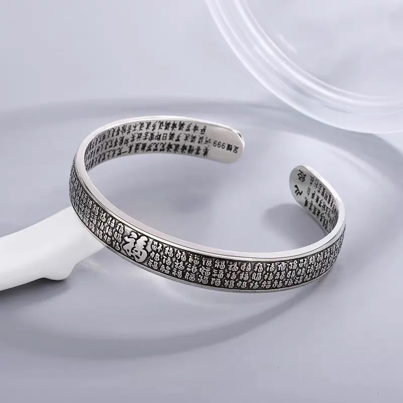 QEENKISS стерлингового серебра 925 пробы винтажный браслет FU для женщин вечерние день