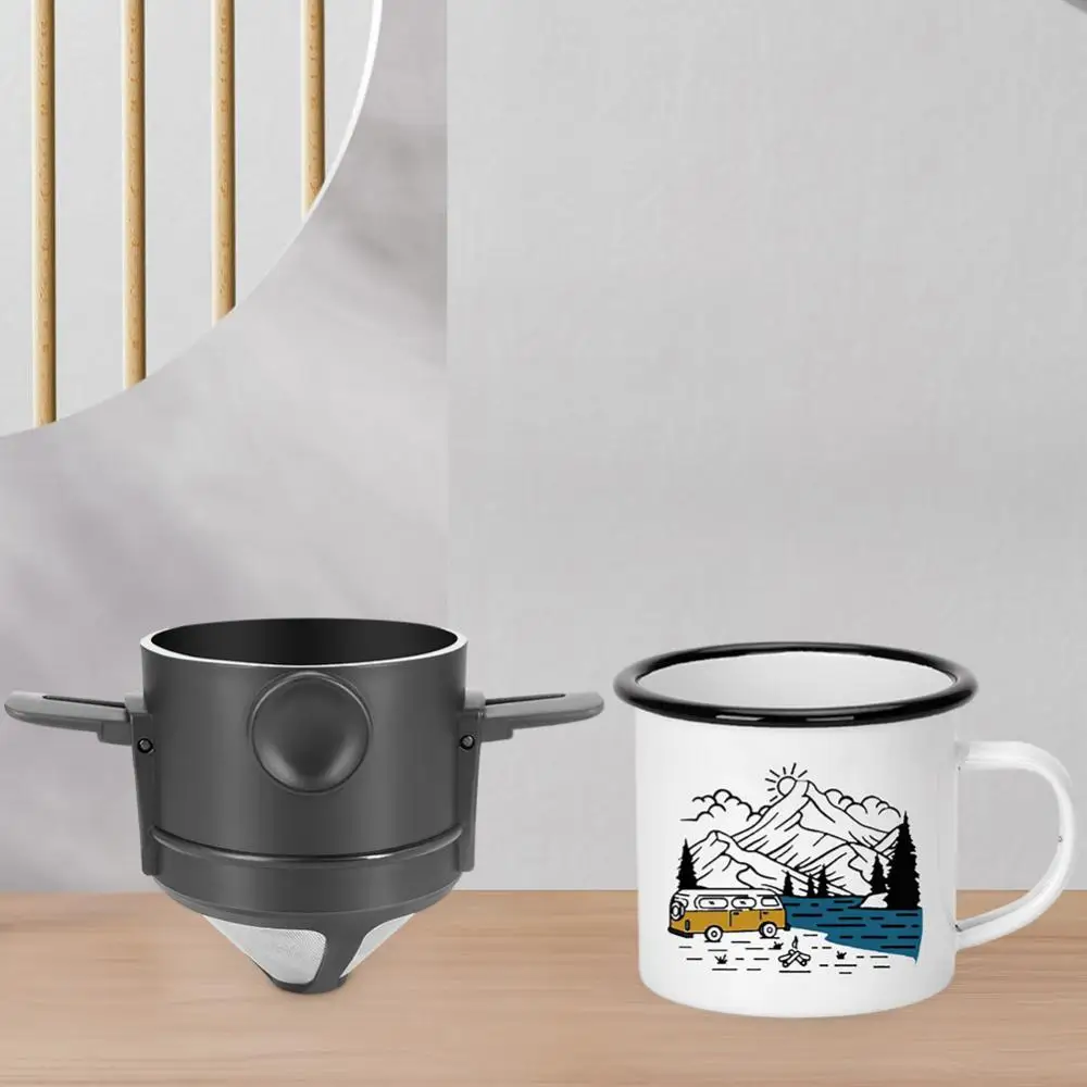 

Printed Camper Mugs Camping Enamel Mug Adventure Campfire Party Beer Juice Cup Mountain Handle Cups Gifts for Camper