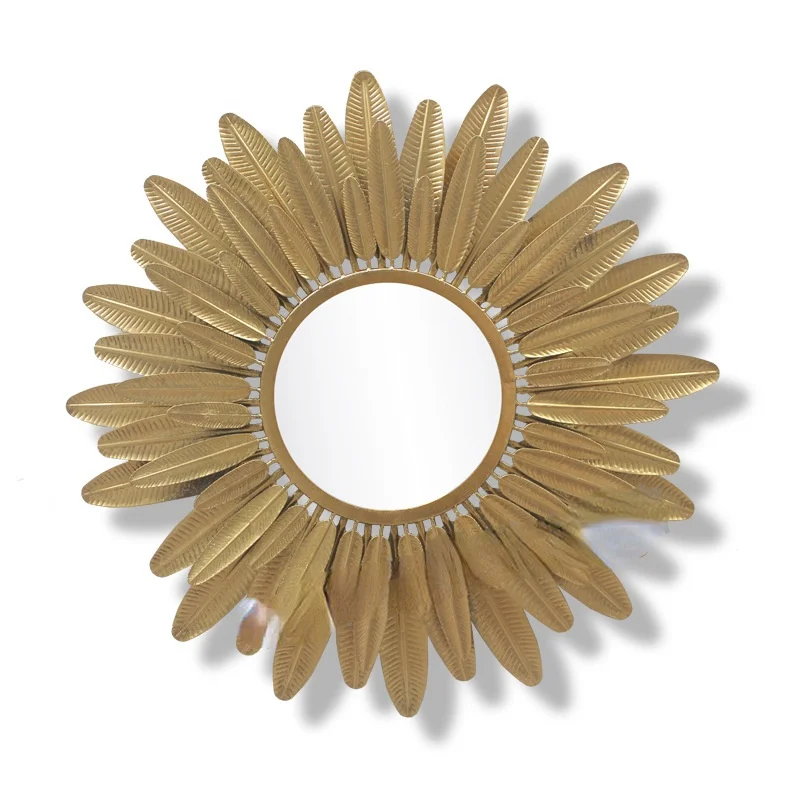 

Wrought Iron Mirror, Golden Sun Flower Wall Decoration, Porch Living Room Background Wall Decoration Wall Hanging