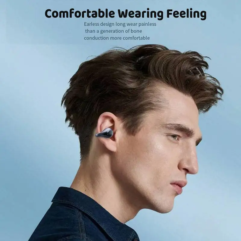 

Bone conduction wireless earbuds ear clip headphones Bluetooth 5.3 Noise reduction and painless sports earphones HIFI sweatproof
