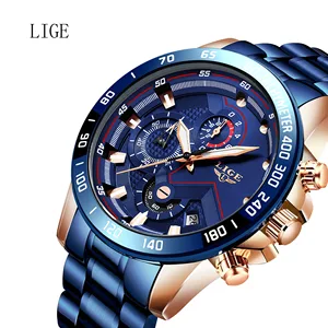 LIGE Luxury Watch For Men Waterproof Quartz Male Clock Wrist Watch Fashion Sports Watches Mens Stain in Pakistan